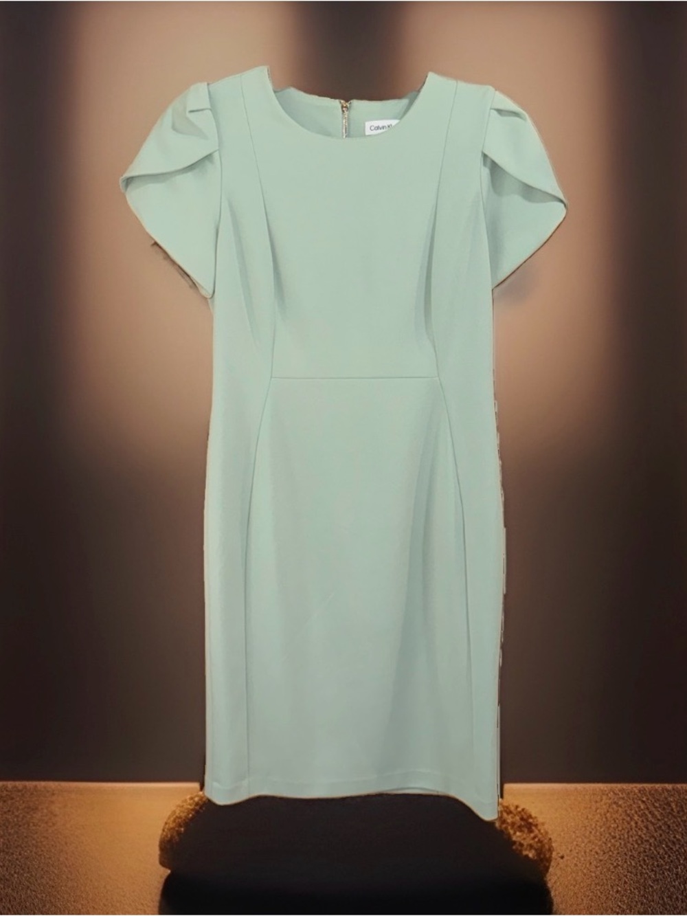 Calvin Klein Mint Green Tulip-Sleeve Sheath Dress-10-EC